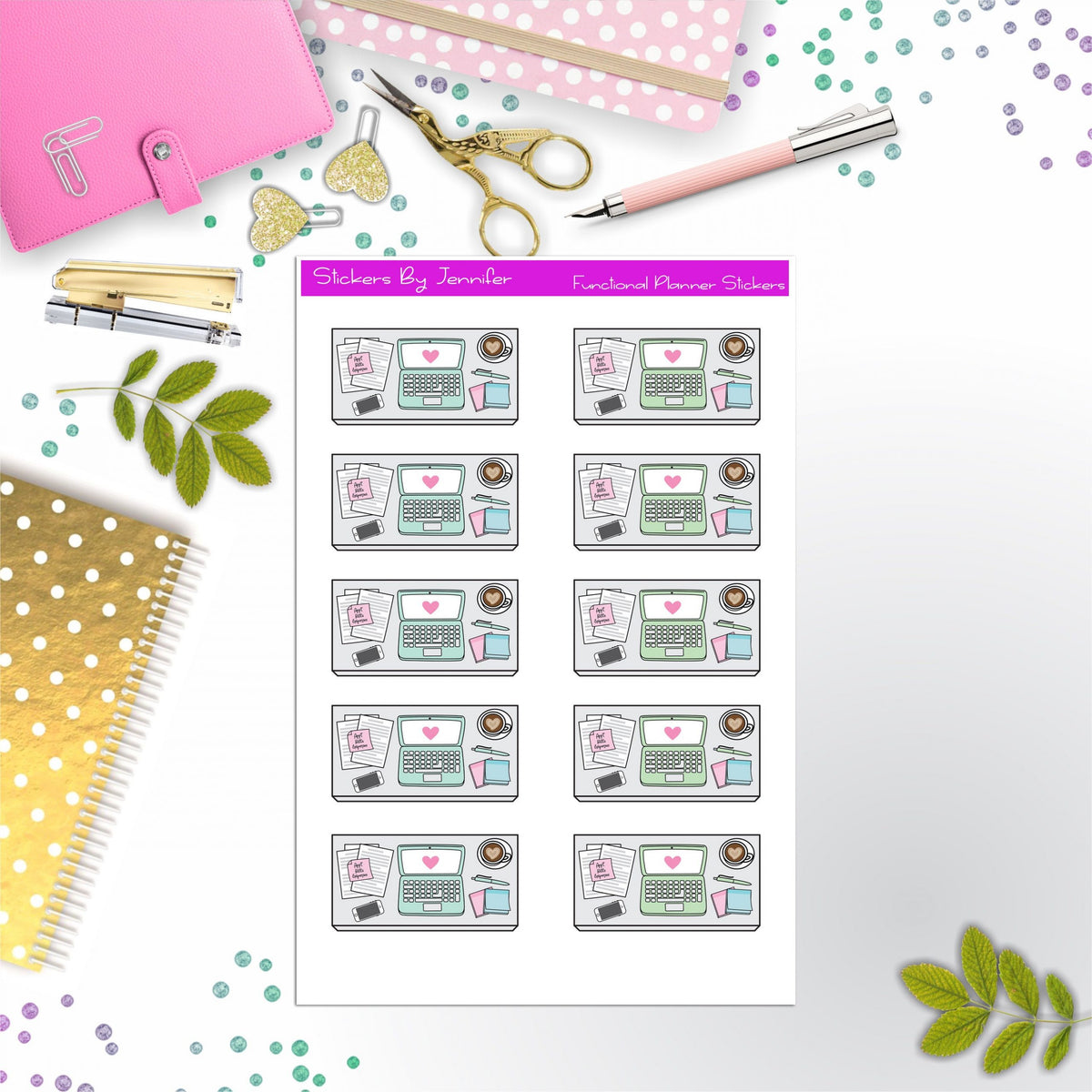 Work Desk Flat lay Planner Stickers