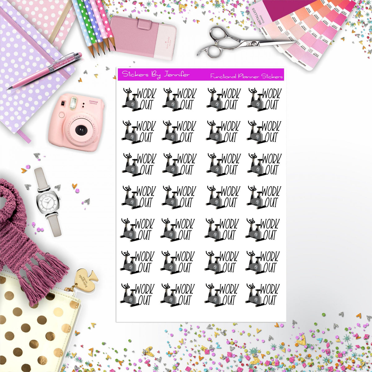 Workout Stickers, Planner Stickers, Journal Stickers, Functional Planner Stickers, Stationary Stickers