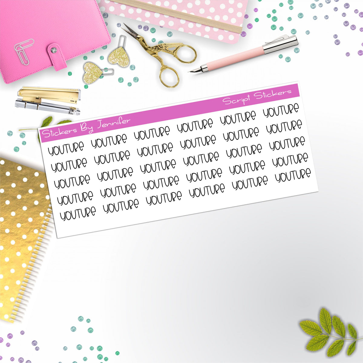YouTube Script Stickers, Typography Stickers, Planner Stickers