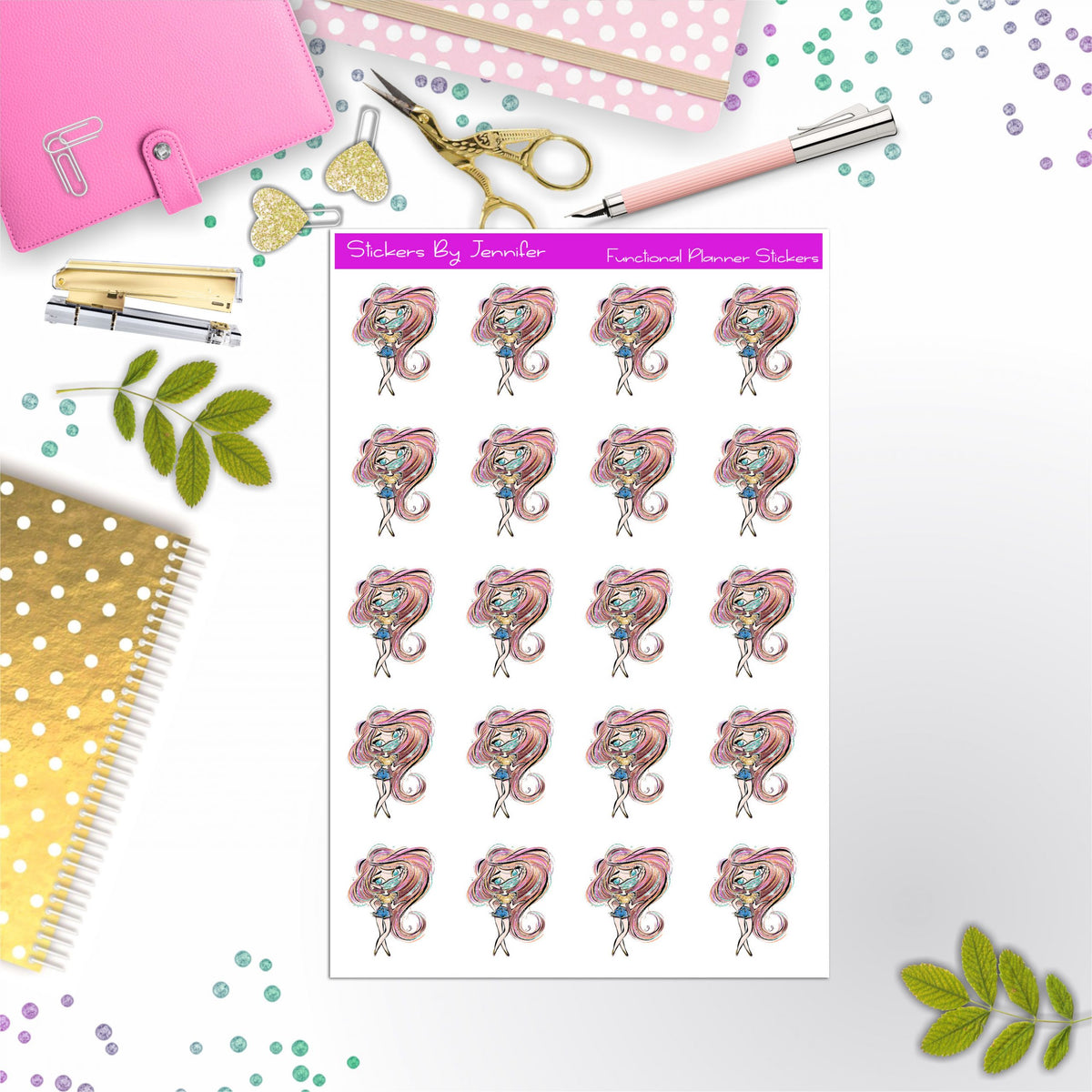 Face Mask Girl Planner Stickers, Bullet Journal Stickers, Functional Planner Stickers, Stationary Stickers