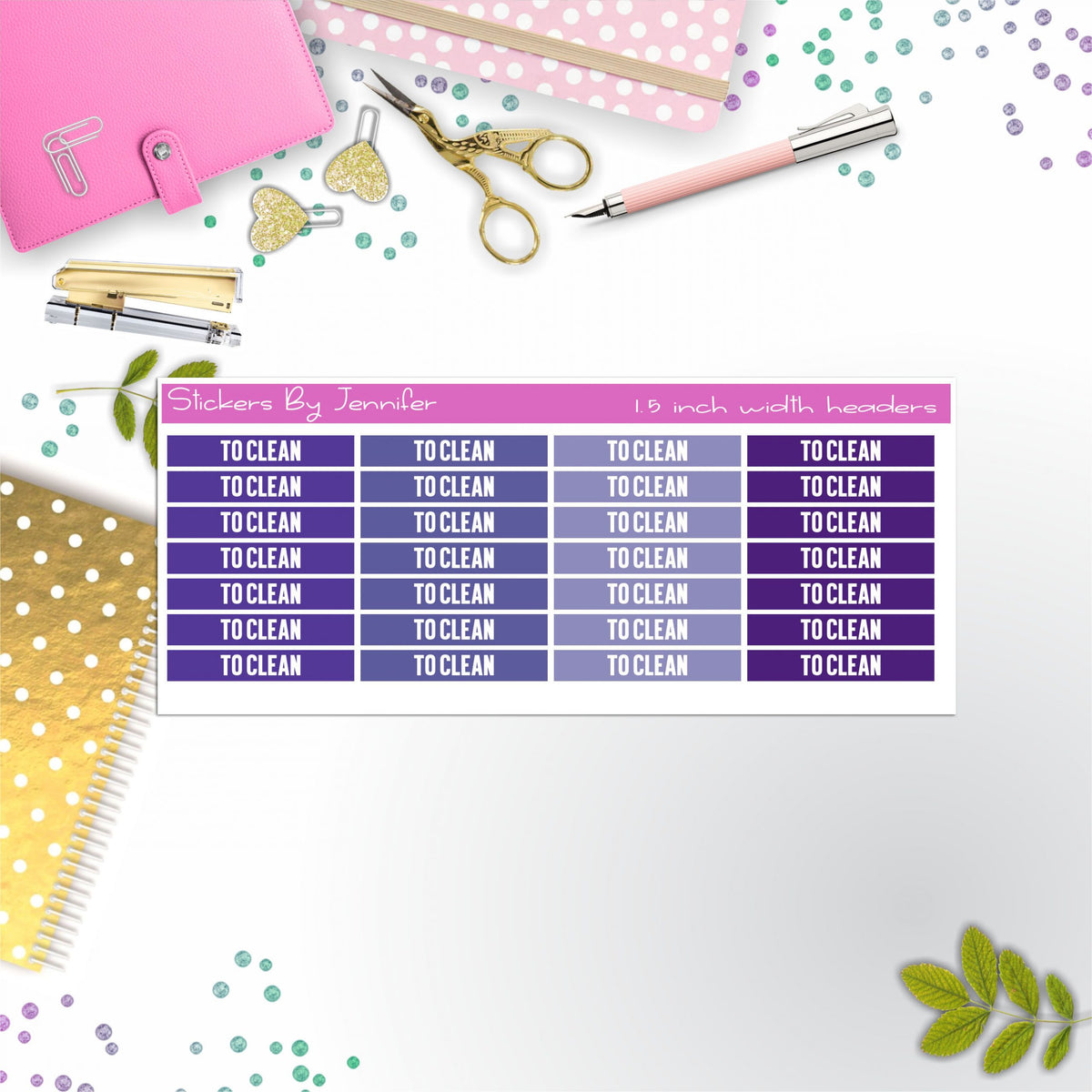 To Clean 001 Planner Headers, Planner Stickers, Journal Stickers, Functional Planner Stickers, Stationary Stickers