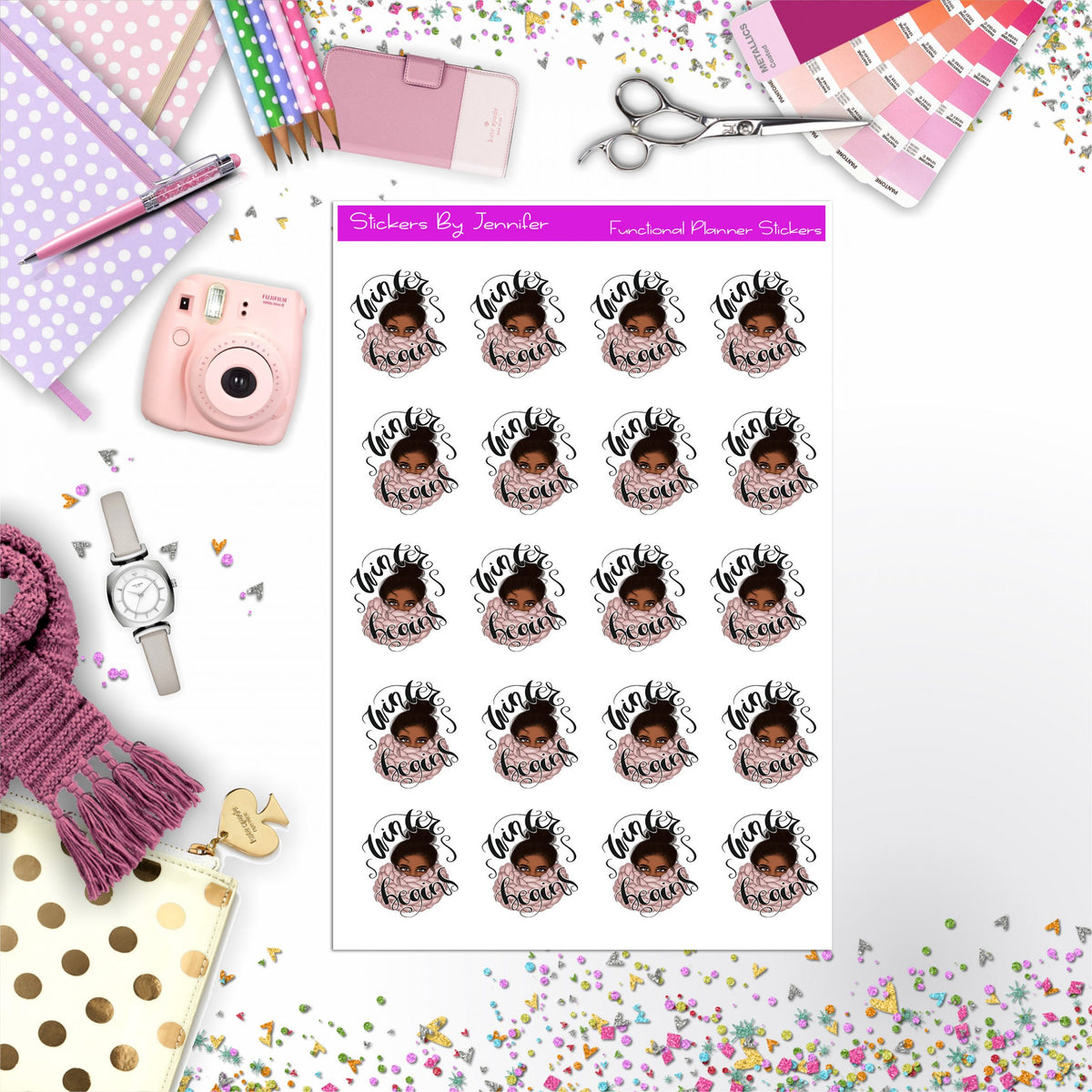 Winter Begins Icon Planner Stickers, Bullet Journal Stickers, Functional Planner Stickers, Stationary Stickers