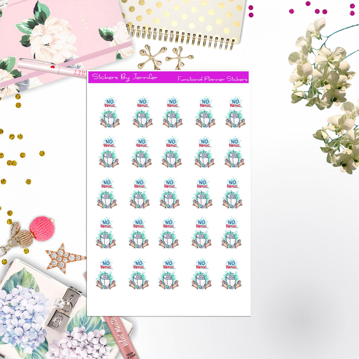 No Panic Icon Stickers, Bullet Journal Stickers, Functional Planner Stickers, Stationary Stickers