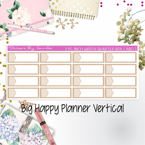 1.95 inch Width Quarter Box Labels 004 for Big Happy Planner Vertical Planner Stickers