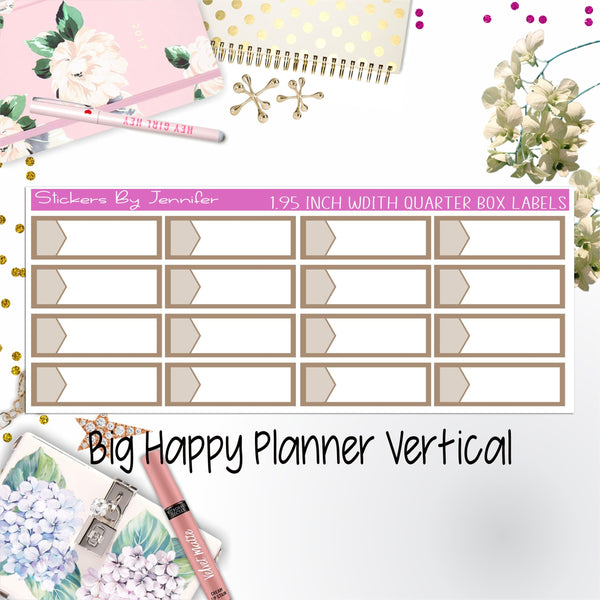 1.95 inch Width Quarter Box Labels 005 for Big Happy Planner Vertical Planner Stickers