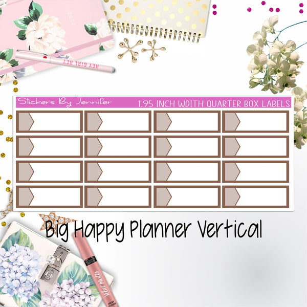 1.95 inch Width Quarter Box Labels 007 for Big Happy Planner Vertical Planner Stickers