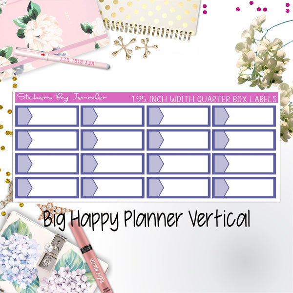 1.95 inch Width Quarter Box Labels 013for Big Happy Planner Vertical Planner Stickers