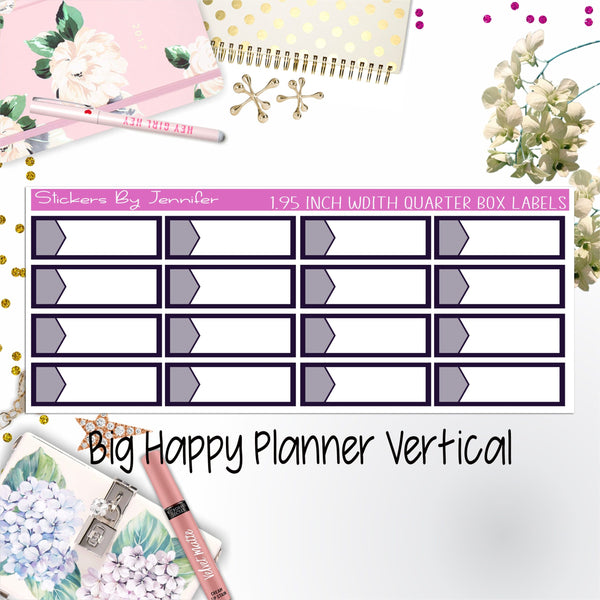 1.95 inch Width Quarter Box Labels 017 for Big Happy Planner Vertical Planner Stickers