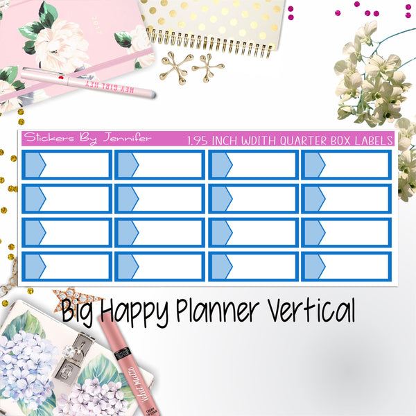 1.95 inch Width Quarter Box Labels 022 for Big Happy Planner Vertical Planner Stickers