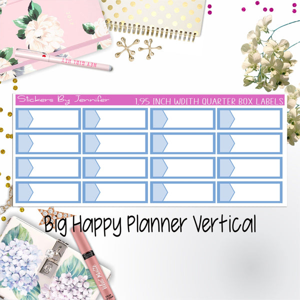 1.95 inch Width Quarter Box Labels 025 for Big Happy Planner Vertical Planner Stickers