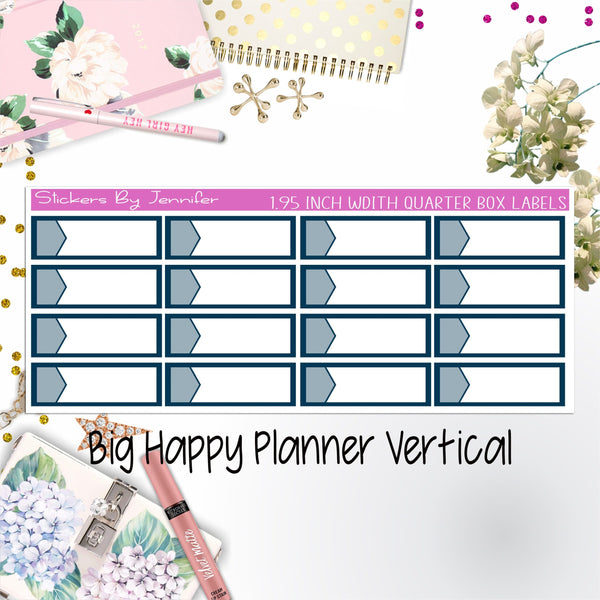 1.95 inch Width Quarter Box Labels 028 for Big Happy Planner Vertical Planner Stickers