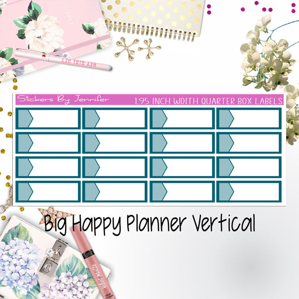 1.95 inch Width Quarter Box Labels 029 for Big Happy Planner Vertical Planner Stickers