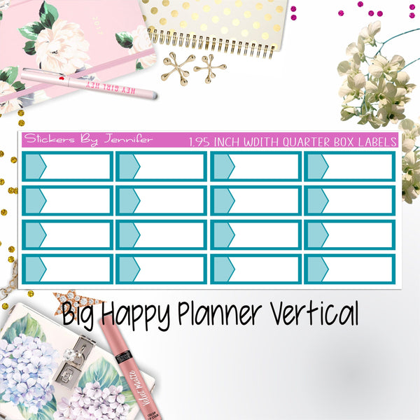 1.95 inch Width Quarter Box Labels 030 for Big Happy Planner Vertical Planner Stickers