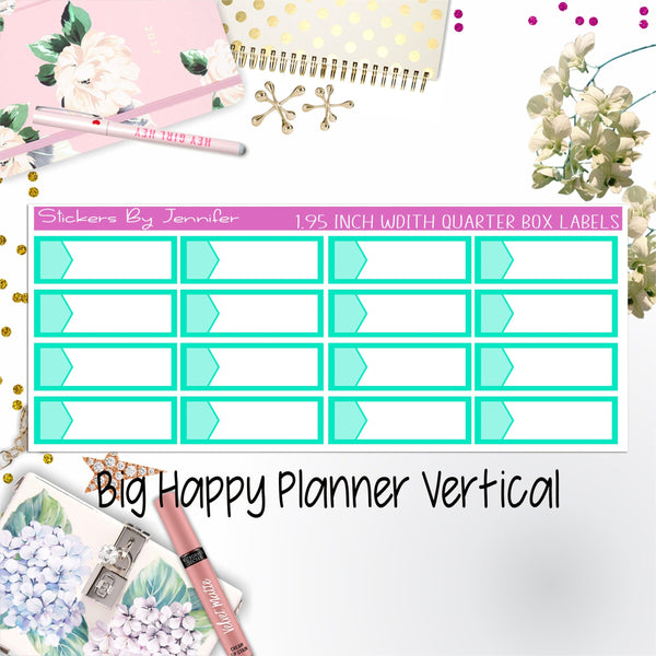 1.95 inch Width Quarter Box Labels 035 for Big Happy Planner Vertical Planner Stickers