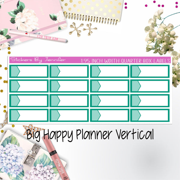1.95 inch Width Quarter Box Labels 036 for Big Happy Planner Vertical Planner Stickers