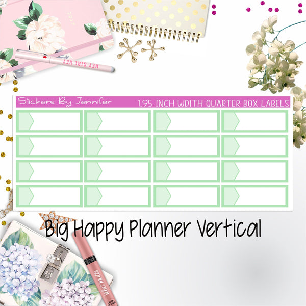 1.95 inch Width Quarter Box Labels 038 for Big Happy Planner Vertical Planner Stickers