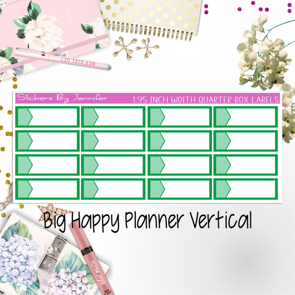1.95 inch Width Quarter Box Labels 040 for Big Happy Planner Vertical Planner Stickers