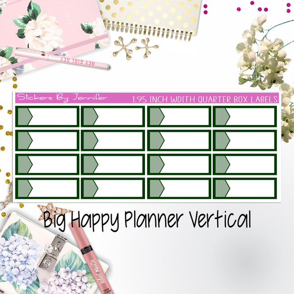1.95 inch Width Quarter Box Labels 041 for Big Happy Planner Vertical Planner Stickers