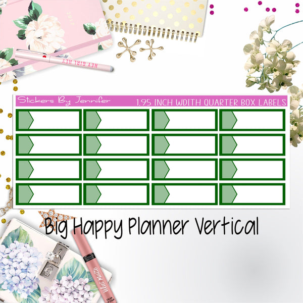 1.95 inch Width Quarter Box Labels 042 for Big Happy Planner Vertical Planner Stickers