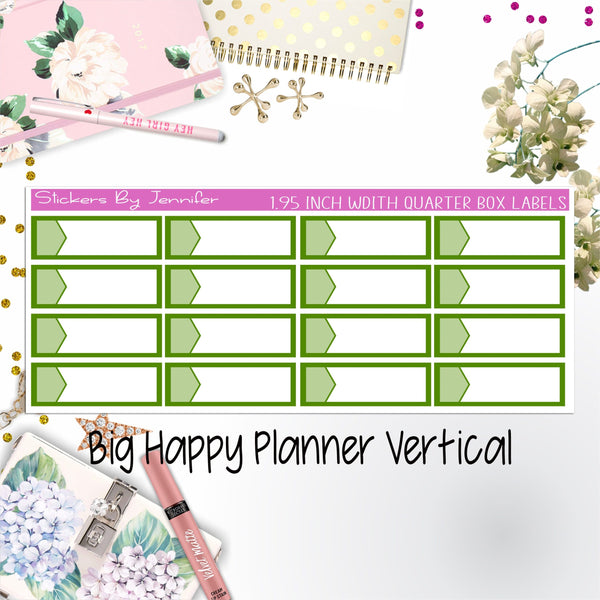 1.95 inch Width Quarter Box Labels 043 for Big Happy Planner Vertical Planner Stickers