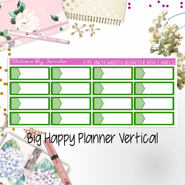 1.95 inch Width Quarter Box Labels 044 for Big Happy Planner Vertical Planner Stickers