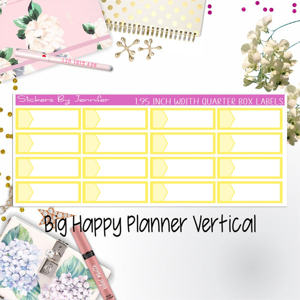 1.95 inch Width Quarter Box Labels 053 for Big Happy Planner Vertical Planner Stickers