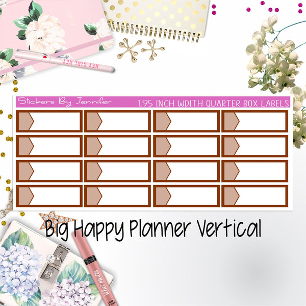 1.95 inch Width Quarter Box Labels 060 for Big Happy Planner Vertical Planner Stickers