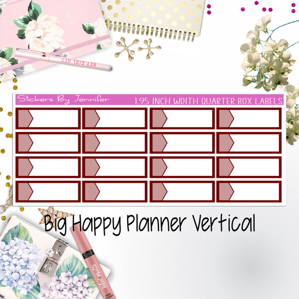1.95 inch Width Quarter Box Labels 061 for Big Happy Planner Vertical Planner Stickers