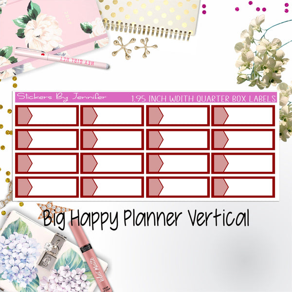 1.95 inch Width Quarter Box Labels 062 for Big Happy Planner Vertical Planner Stickers