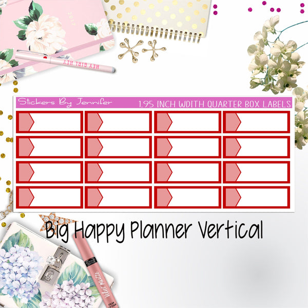 1.95 inch Width Quarter Box Labels 063 for Big Happy Planner Vertical Planner Stickers