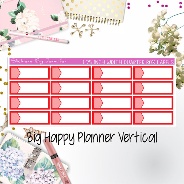 1.95 inch Width Quarter Box Labels 070 for Big Happy Planner Vertical Planner Stickers