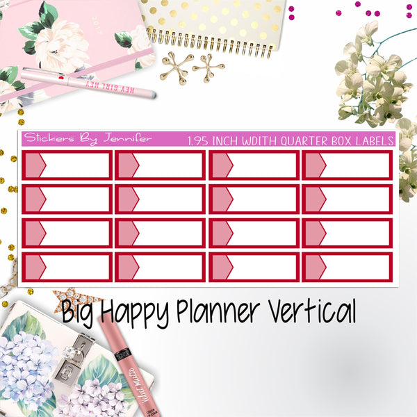 1.95 inch Width Quarter Box Labels 071 for Big Happy Planner Vertical Planner Stickers