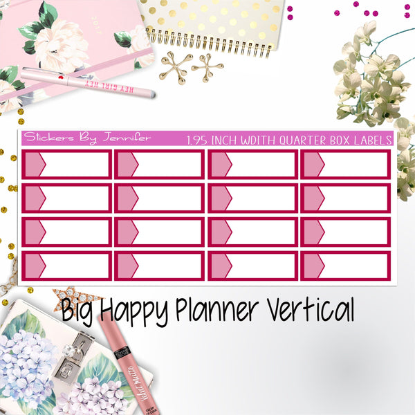 1.95 inch Width Quarter Box Labels 075 for Big Happy Planner Vertical Planner Stickers