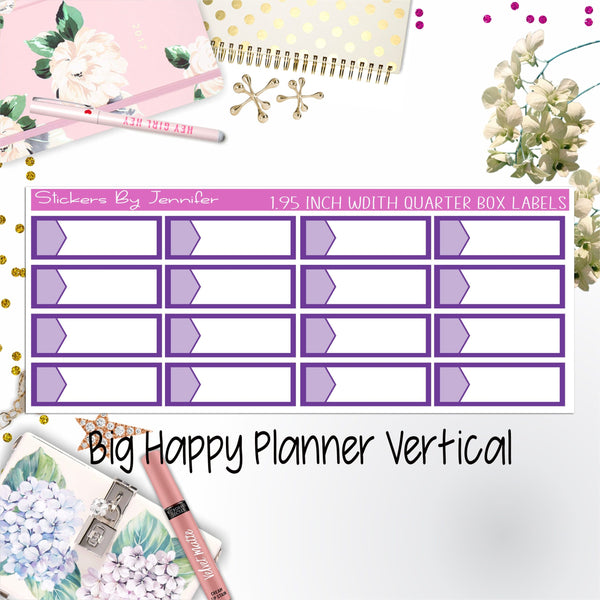 1.95 inch Width Quarter Box Labels 081 for Big Happy Planner Vertical Planner Stickers