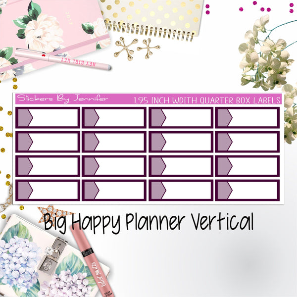1.95 inch Width Quarter Box Labels 083 for Big Happy Planner Vertical Planner Stickers