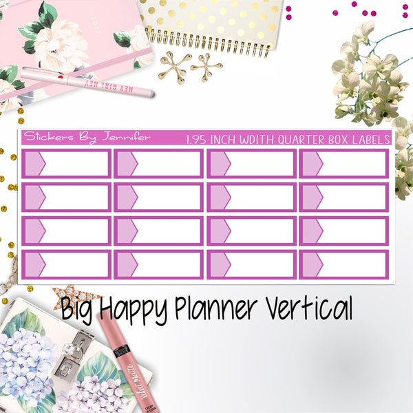 1.95 inch Width Quarter Box Labels 086 for Big Happy Planner Vertical Planner Stickers