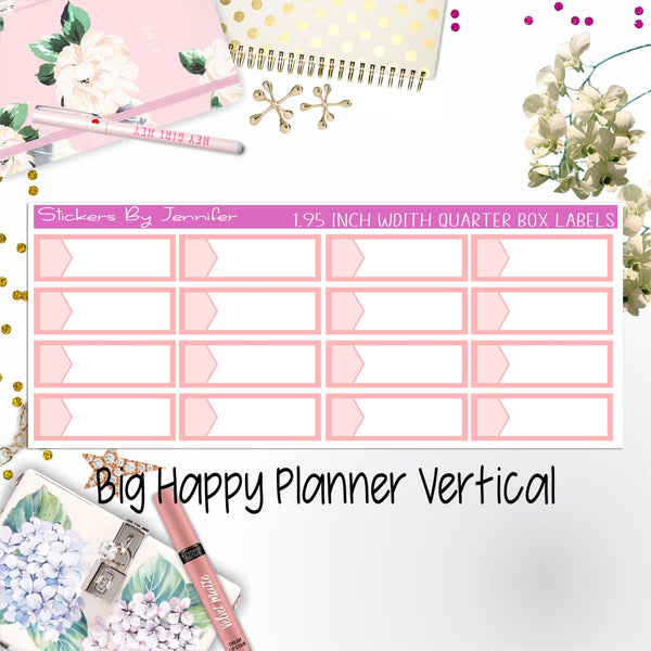 1.95 inch Width Quarter Box Labels 095 for Big Happy Planner Vertical Planner Stickers