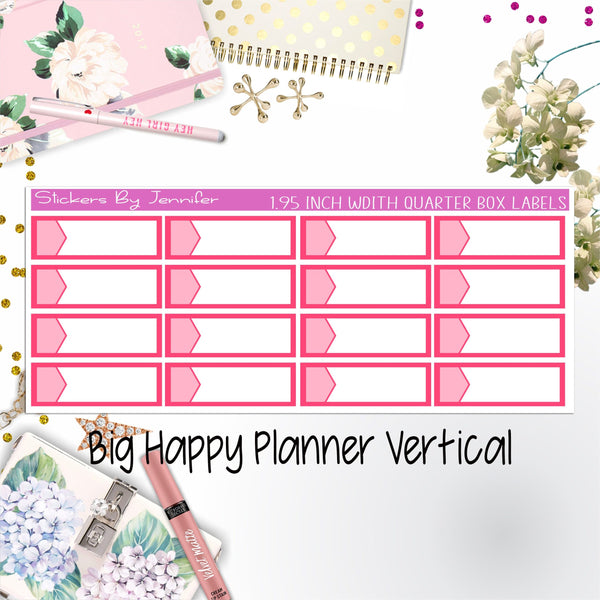 1.95 inch Width Quarter Box Labels 096 for Big Happy Planner Vertical Planner Stickers