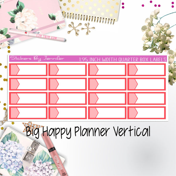 1.95 inch Width Quarter Box Labels 097 for Big Happy Planner Vertical Planner Stickers