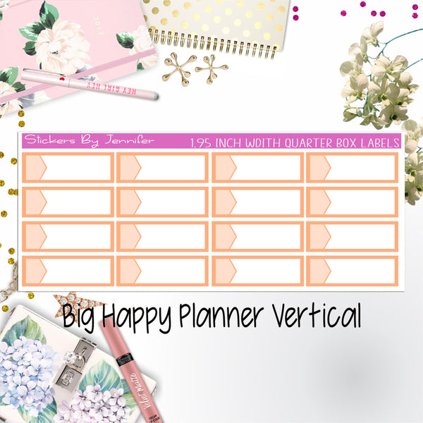 1.95 inch Width Quarter Box Labels 101 for Big Happy Planner Vertical Planner Stickers