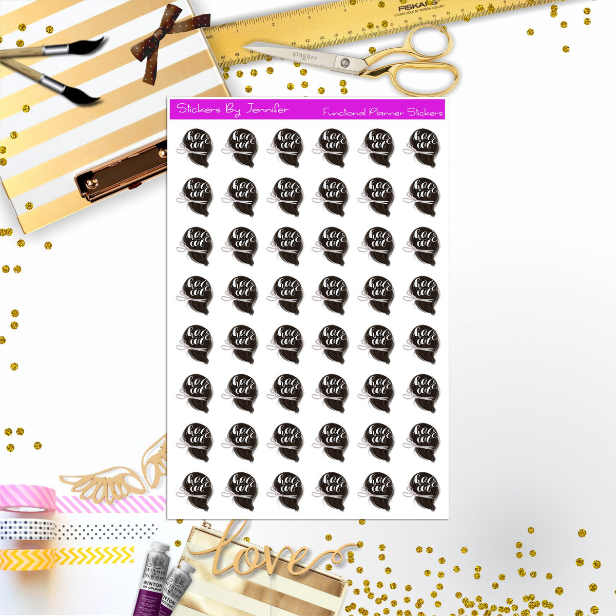 Hair Cut Icon Stickers, Planner Stickers, Journal Stickers, Functional Planner Stickers, Stationary Stickers