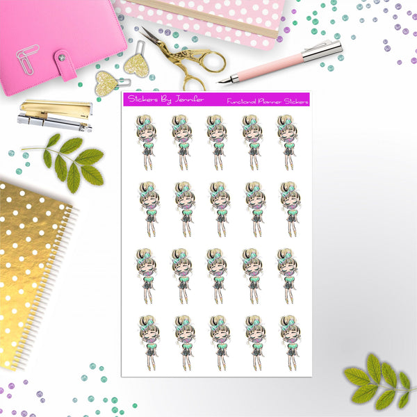 Face Mask Girl Planner Stickers, Bullet Journal Stickers, Functional Planner Stickers, Stationary Stickers