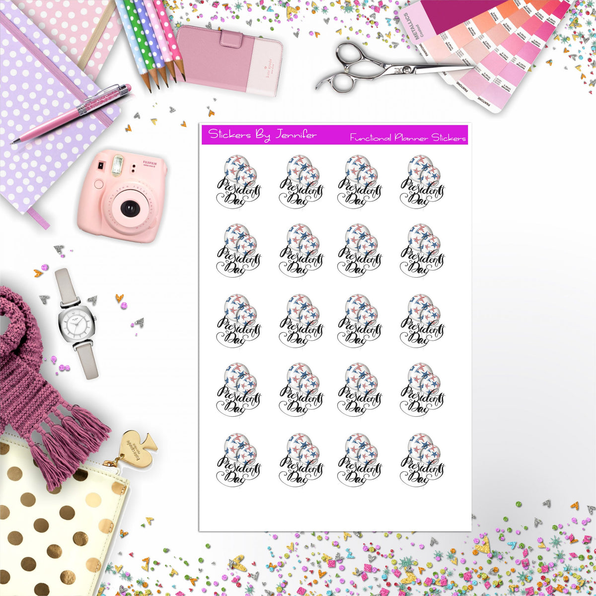 President's Day Icon Planner Stickers, Bullet Journal Stickers, Functional Planner Stickers, Stationary Stickers