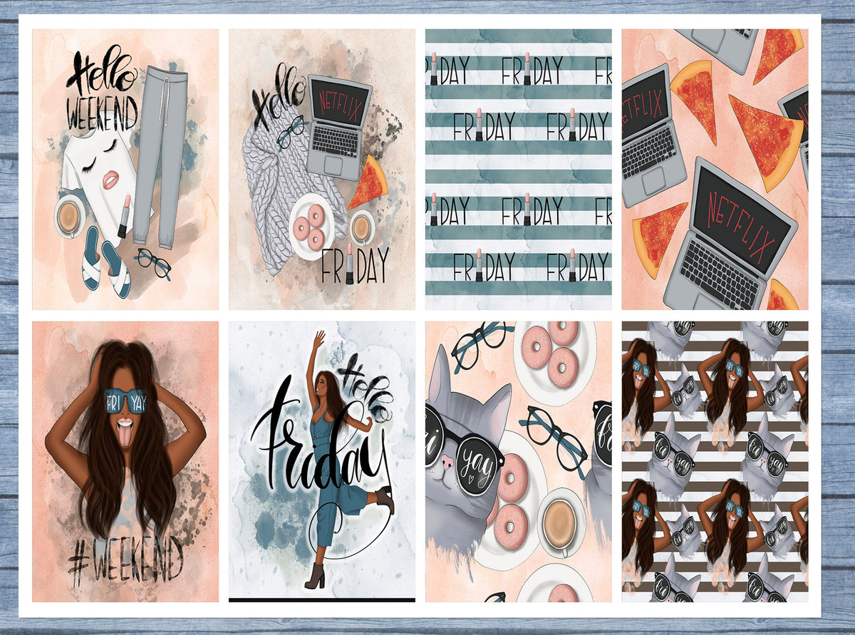 Hello Weekend Full Box Planner Stickers, Big Happy Planner, Erin Condren, Classic Happy Planner