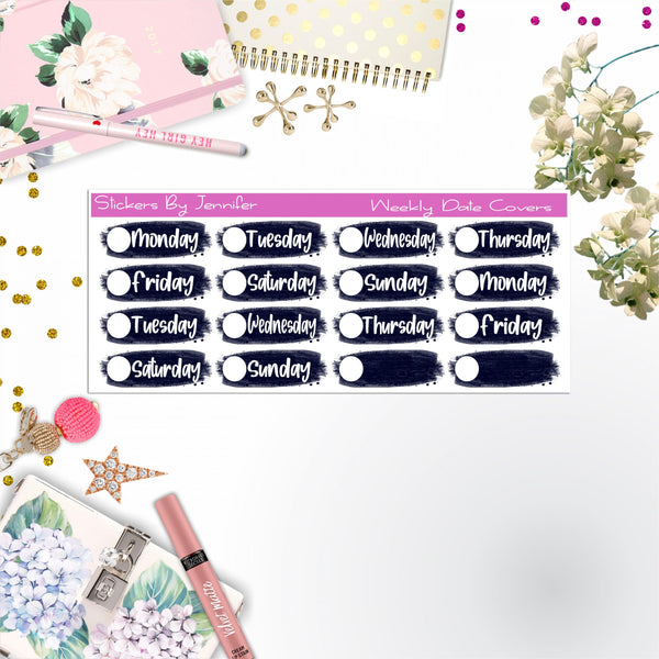 Weekly Date Covers 010 Planner Stickers, Journal Stickers, Functional Planner Stickers, Stationary Stickers