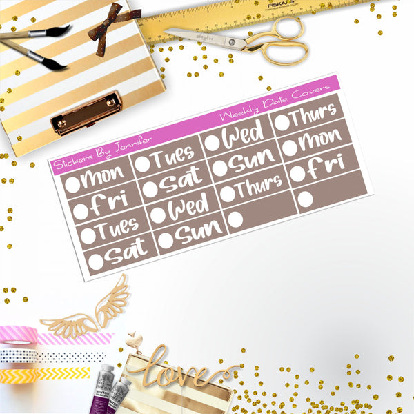 Weekly Date Covers R100 Planner Stickers, Journal Stickers, Functional Planner Stickers, Stationary Stickers