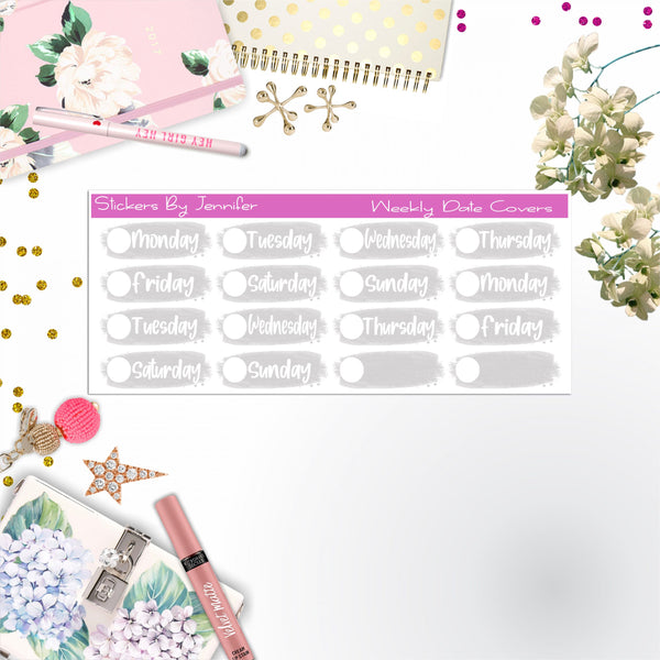 Weekly Date Covers 100 Planner Stickers, Journal Stickers, Functional Planner Stickers, Stationary Stickers