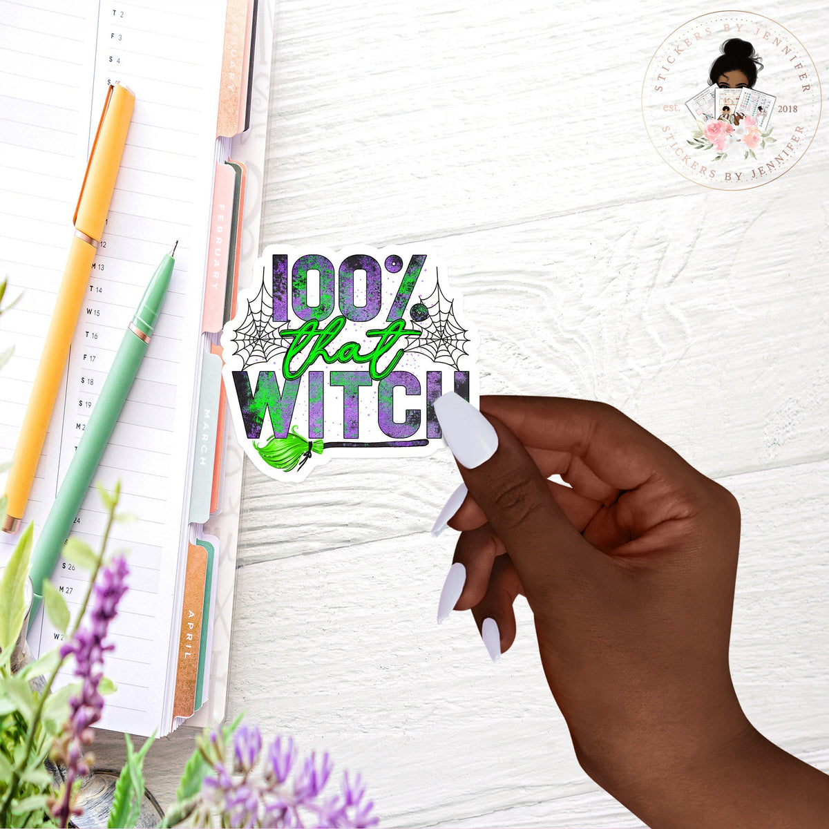 100% Witch Vinyl Sticker