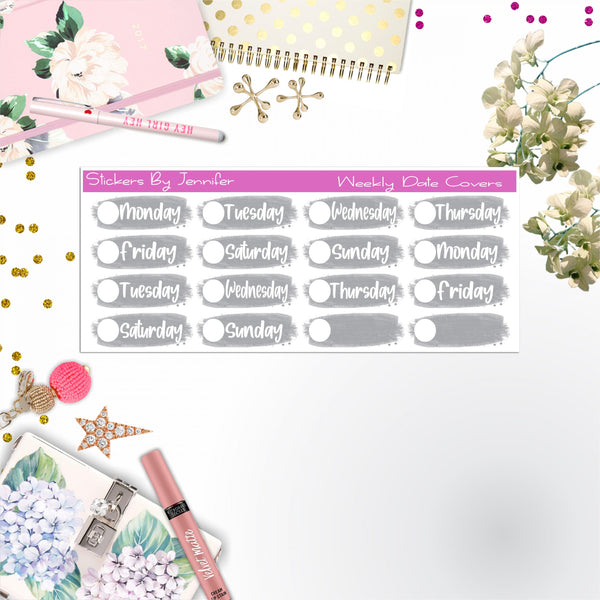 Weekly Date Covers 101 Planner Stickers, Journal Stickers, Functional Planner Stickers, Stationary Stickers