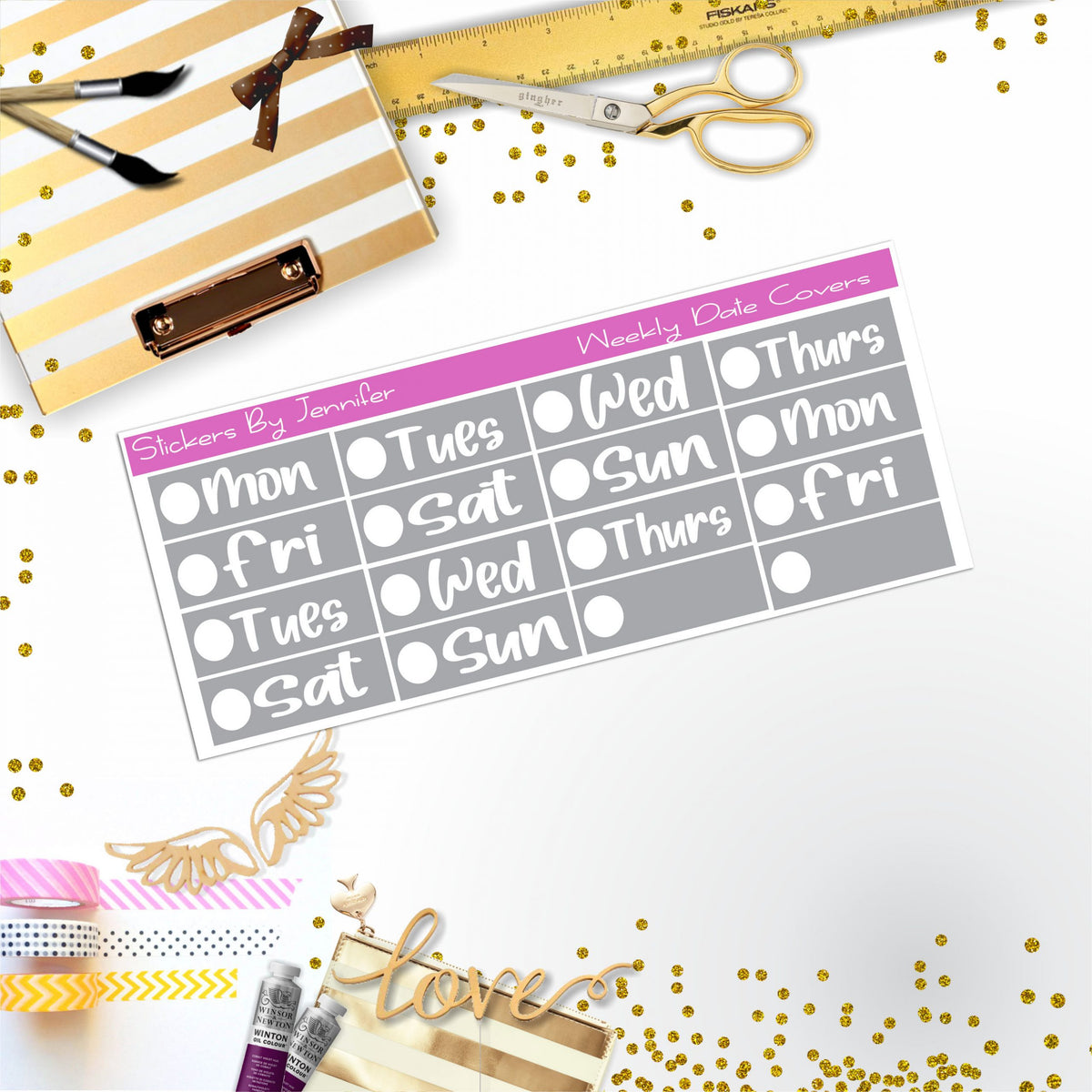 Weekly Date Covers R102 Planner Stickers, Journal Stickers, Functional Planner Stickers, Stationary Stickers
